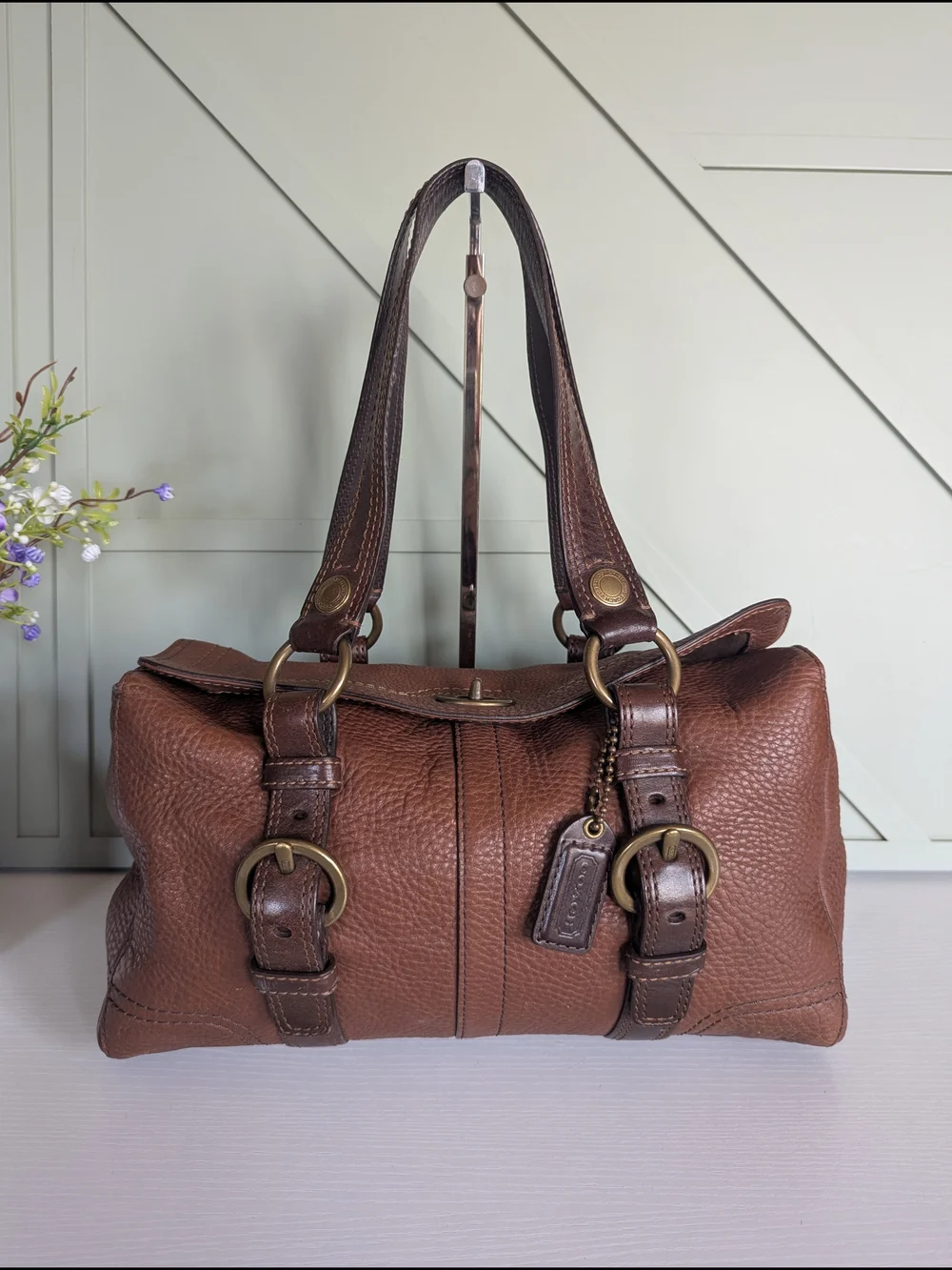 Coach Brown Pebbled Leather Shoulder Bag